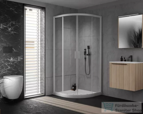 Kolpa San VENUS R 90x90 cm-es, íves, tolóajtós zuhanykabin átlátszó üveggel, fehér 660500