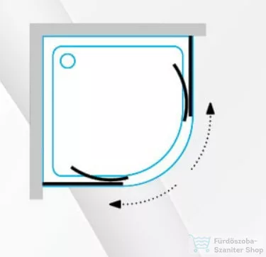 Kolpa San VENUS R 90x90 cm-es, íves, tolóajtós zuhanykabin átlátszó üveggel, króm 660510