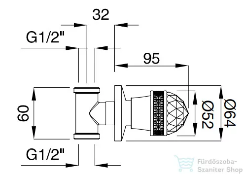 Bugnatese AXO Fire csempeszelep 1/2" csatlakozással,króm 660FCR