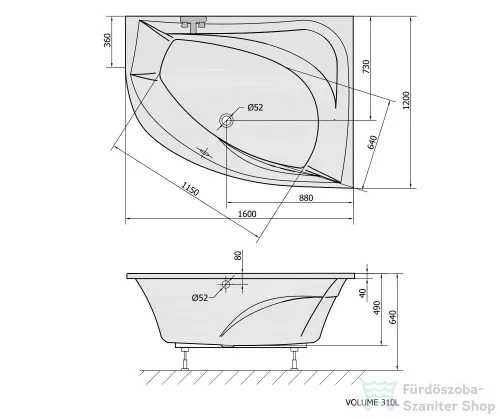 Sapho POLYSAN Tanya kád 160x120x49 cm, jobb 66119