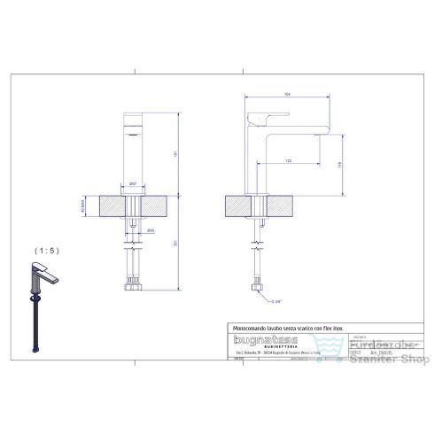 Bugnatese SIMPLE mosdó csaptelep leeresztő nélkül,PVD fényes rame 6613SPR