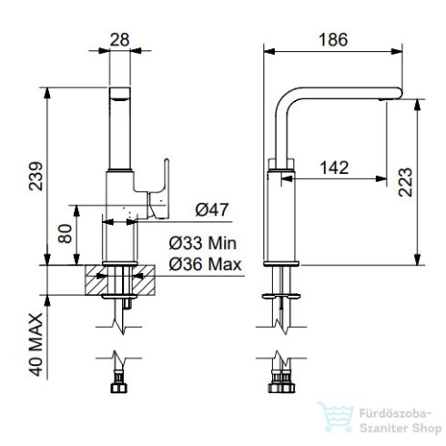 Bugnatese SIMPLE magasított mosdó csaptelep leeresztő nélkül,króm 6618SCR