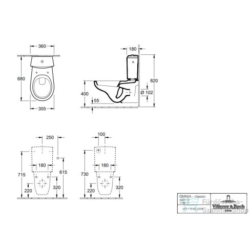 Villeroy & Boch O.Novo falra szerelhető monoblokkos wc 6623 10 01 ( 66231001 )