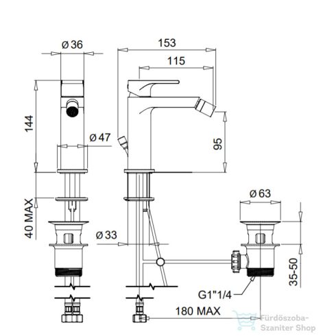 Bugnatese SIMPLE bidet csaptelep automata leeresztővel,pasztell zöld 6623VP