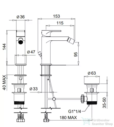 Bugnatese SIMPLE bidet csaptelep automata leeresztővel,pasztell zöld 6623VP