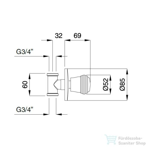 Bugnatese AXO Csempeszelep 3/4" csatlakozású króm színben 662