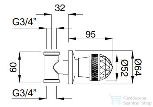 Bugnatese AXO Fire csempeszelep 3/4" csatlakozással,króm 662FCR