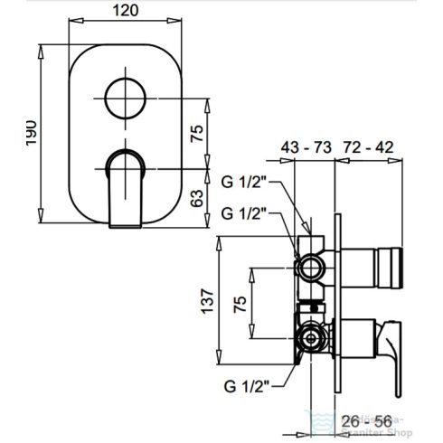 Bugnatese Simple Fal alatti 3 állású csaptelep matt fehér színben 6631BI