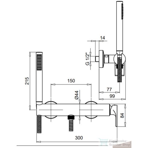 Bugnatese Simple zuhanycsaptelep zuhanyszettel,grafit 6635GF