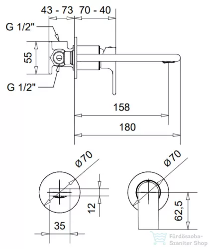 Bugnatese SIMPLE falsík alatti mosdó csaptelep 15,8 cm-es kifolyóval,click-clack leeresztővel,belső egységgel,szálcsiszolt nikkel 6645SCNS