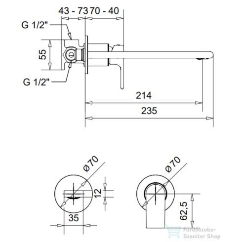 Bugnatese SIMPLE Fali mosdó csaptelep 21 cm kifolyóval fehér színben 6646BI