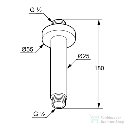 Kludi A-QA mennyezeti csatlakozó 150 mm, króm 6651505-00
