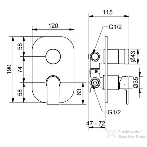 Bugnatese SIMPLE falsík alatti kád/zuhany csaptelep,matt fehér 6692BI