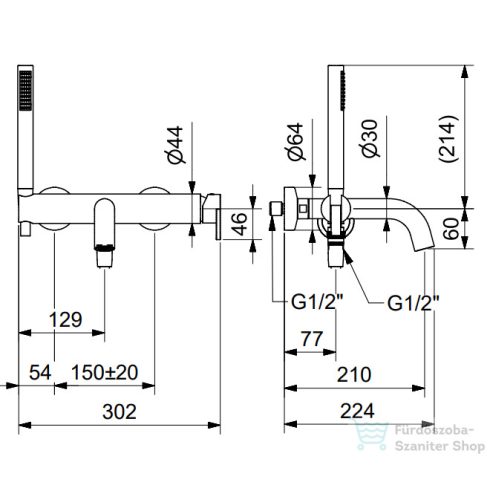 Bugnatese B-Color kádtöltő csaptelep zuhanyszettel,króm 6702CR