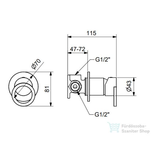 Bugnatese B-Color falsík alatti kád /zuhany csaptelep belső egységgel,szálcsiszolt nikkel 6730NS