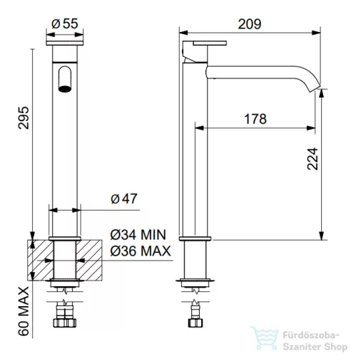 Bugnatese B-COLOR magasított mosdó csaptelep click-clack leeresztővel,matt fehér 6797SCBI