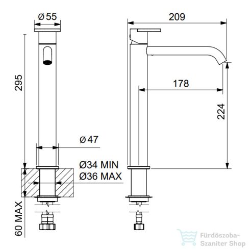 Bugnatese B-COLOR magasított mosdó csaptelep leeresztő nélkül,matt fekete 6797SNE