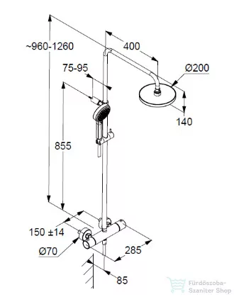 Kludi DIVE DSS termosztátos zuhanyrendszer 20 cm-es fejzuhannyal,zuhanyszettel,króm 6807905-00