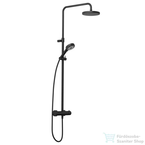Kludi DIVE S termosztátos zuhanyrendszer 20 cm-es fejzuhannyal,zuhanyszettel, matt fekete 6807939-00