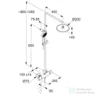 Kludi DIVE S termosztátos zuhanyrendszer 20 cm-es fejzuhannyal,zuhanyszettel, matt fekete 6807939-00