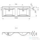Sapho FLAVIA öntöttmárvány duplamosdó, 140x10x50cm (68141)