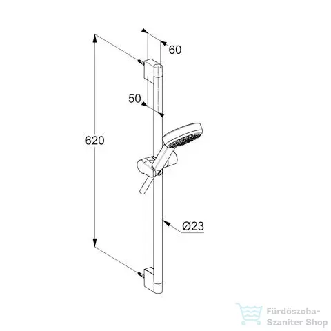 Kludi DIVE S rudas zuhanyszett (60 cm) 1 funkciós kézi zuhannyal, matt fekete 6861039-00