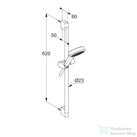 Kludi DIVE S rudas zuhanyszett (60 cm) 3 funkciós kézi zuhannyal, matt fekete 6863039-00
