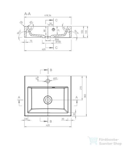 Marmy BOLOGNA 42x36 öntött márvány mosdó