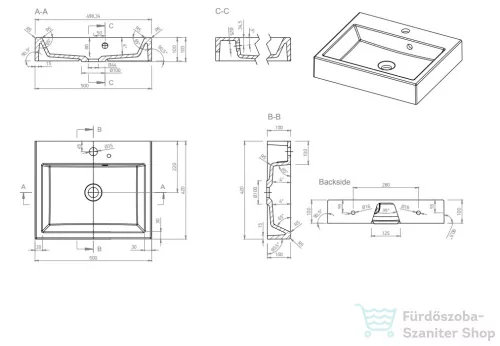 Marmy BOLOGNA 50x42 öntött márvány mosdó