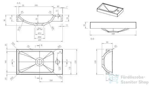 Marmy CLIO 40x22 öntött márvány mosdó