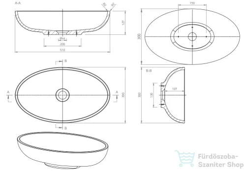 Marmy CORINA 51x30 öntött márvány mosdó