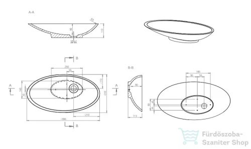 Marmy FORTUNA 59x31 öntött márvány mosdó