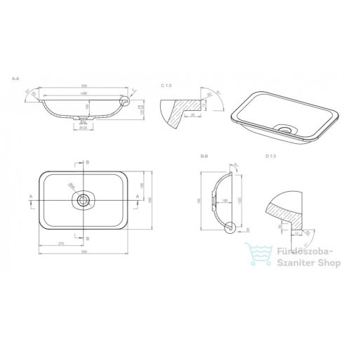 Marmy SARA 55x36 öntött márvány mosdó