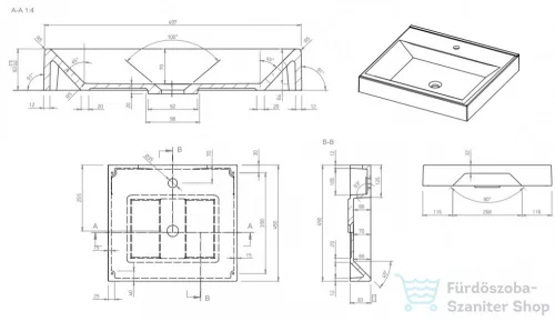Marmy SAVONA 50x45 öntött márvány mosdó