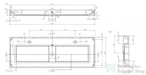 Marmy SAVONA 125x45 öntött márvány mosdó 2 csaplyuk