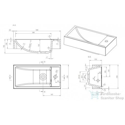 Marmy FLAVIA 50x25 öntött márvány mosdó