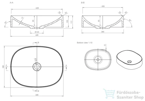 Marmy KYLIE 48x38 öntött márvány mosdó