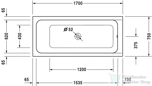 Duravit D-Code 170x75 szögletes kád 700099000000000 ( 700099 )