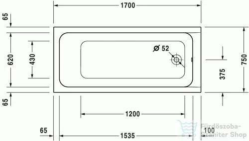 Duravit D-Code 170x75 egyenes kád 700100000000000 ( 700100 )