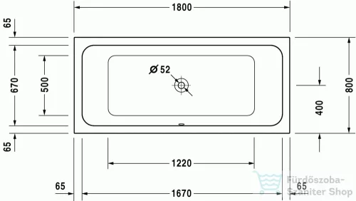 Duravit D-Code 180x80 szögletes kád 700101000000000 ( 700101 )