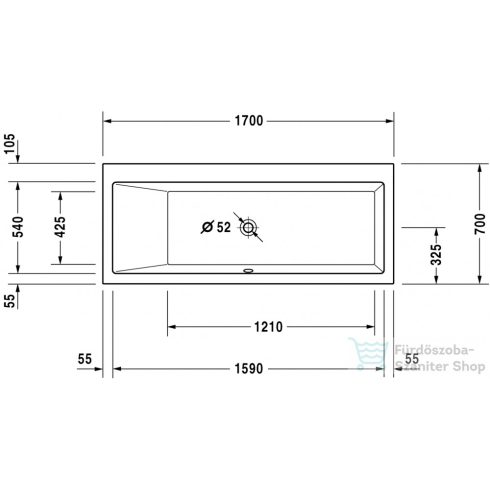 Duravit Vero 170x70 beépíthető fürdőkád 700131000000000 ( 700131 )