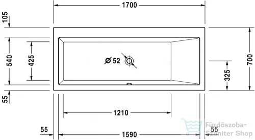 Duravit Vero 170x70 beépíthető fürdőkád 700132000000000 ( 700132 )