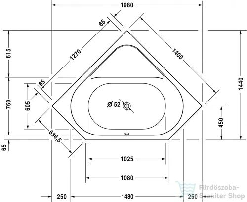 Duravit D-Code 140x140 sarokkád 700137000000000 ( 700137 )