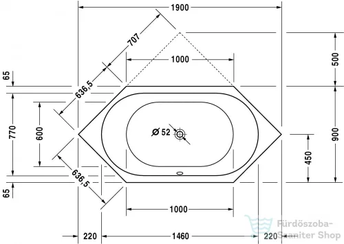 Duravit D-Code 190x90 hatszögletű kád 700138000000000 ( 700138 )