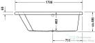 Duravit Paiova 170x100 beépíthető fürdőkád baloldali háttámlával 700212000000000 ( 700212 )