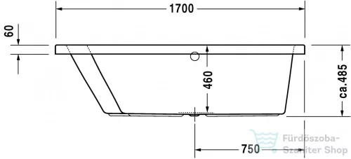Duravit Paiova 170x100 beépíthető fürdőkád baloldali háttámlával 700212000000000 ( 700212 )