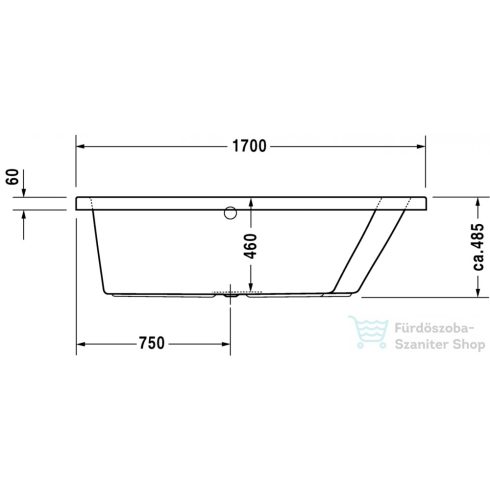 Duravit Paiova 170x100 beépíthető fürdőkád jobb oldali háttámlával 700213000000000 ( 700213 )