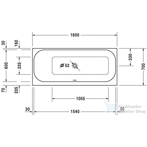 Duravit HAPPY D.2 160x70 egyenes kád bal sarokba,700308000000000