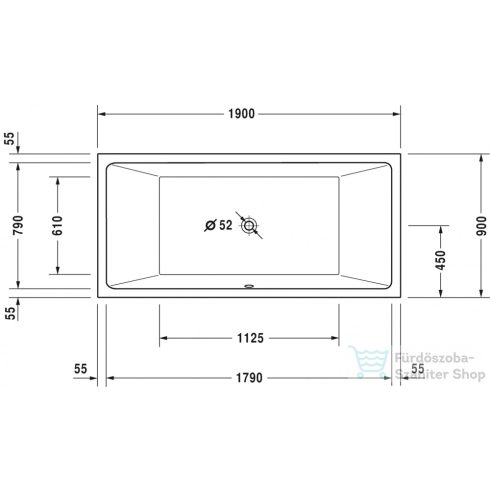 Duravit VERO AIR 190x90 cm-es egyenes kád,700414000000000