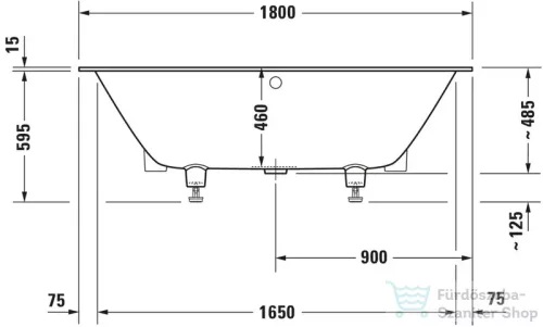 Duravit VITRIUM DuroCast UltraResist 180x80 cm-es beépíthető kád lábbal, leeresztő nélkül, matt világosszürke 700426630000000